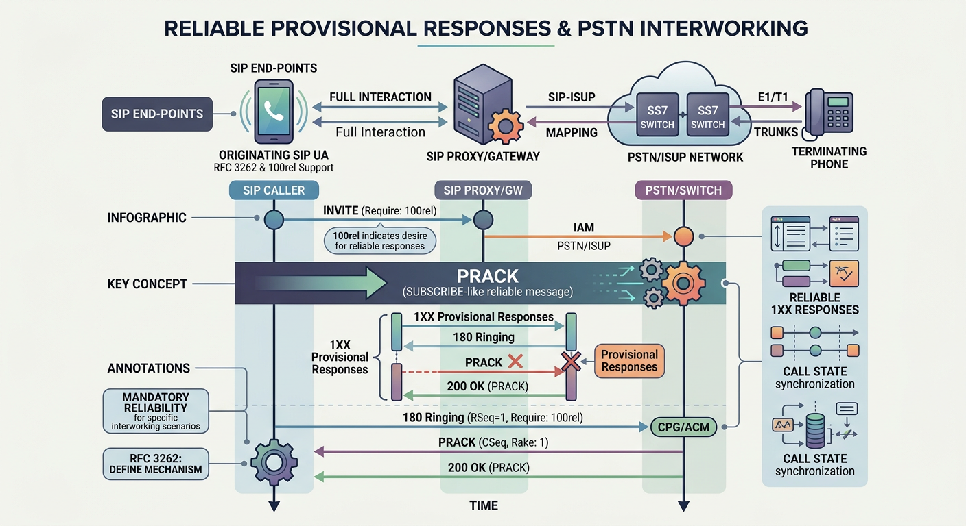 Illustration for SIP PRACK and 100rel (RFC 3262): Reliable Provisional Responses in PSTN Interworking
