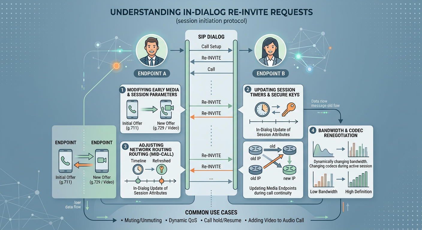 Illustration for Understanding In-Dialog Re-INVITE Requests in SIP