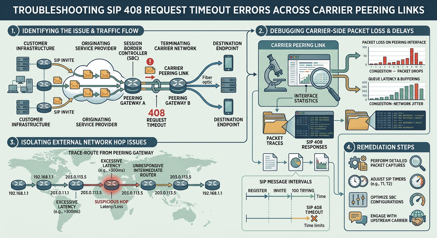 Illustration for Troubleshooting SIP 408 Request Timeout Errors Across Carrier Peering Links