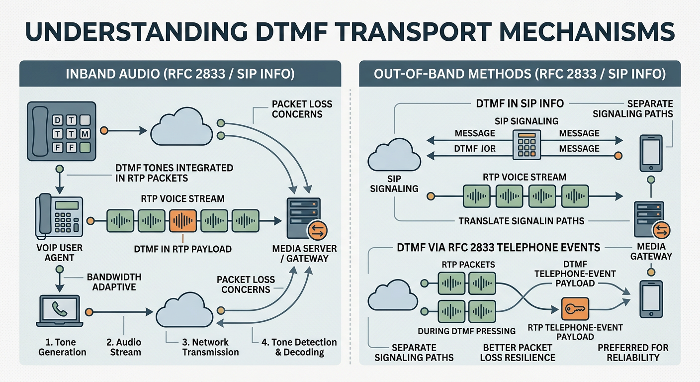 Illustration for Understanding DTMF Transport Mechanisms: Inband Audio and Out-of-Band Methods